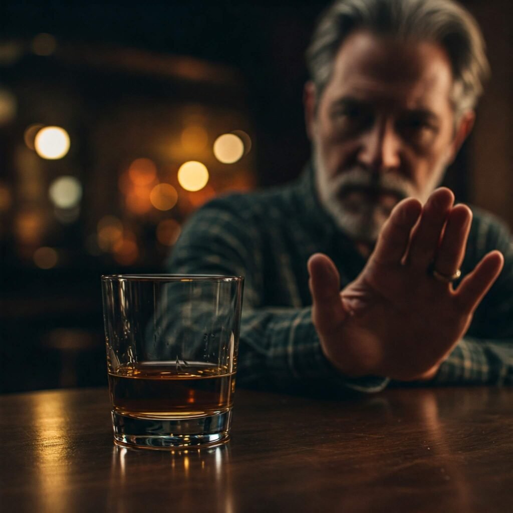Man refusing alcohol