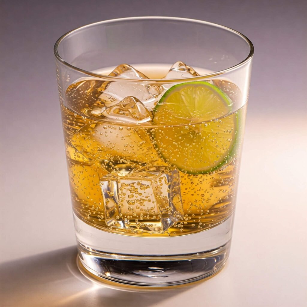 Refreshing vodka soda with lime