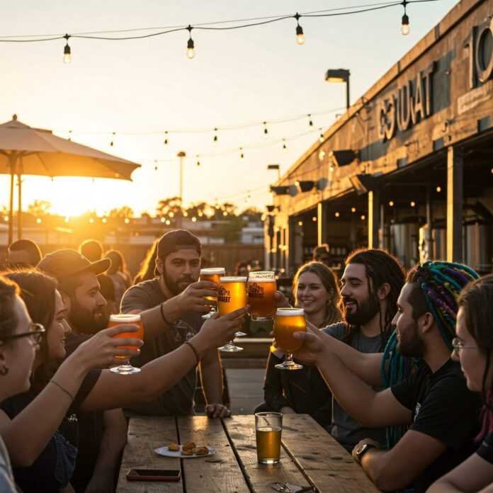 people toasting with craft beers people toasting with craft beers