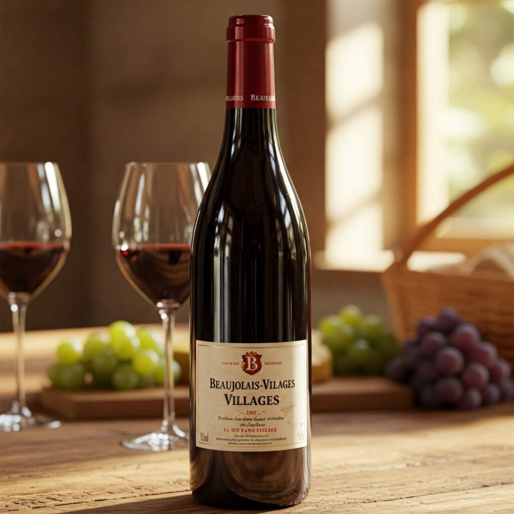 Light and fruity Beaujolais red wine