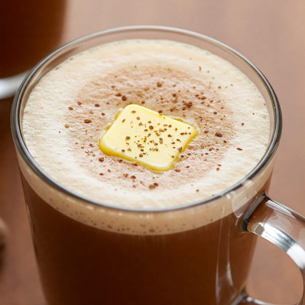 Creamy hot buttered rum with nutmeg