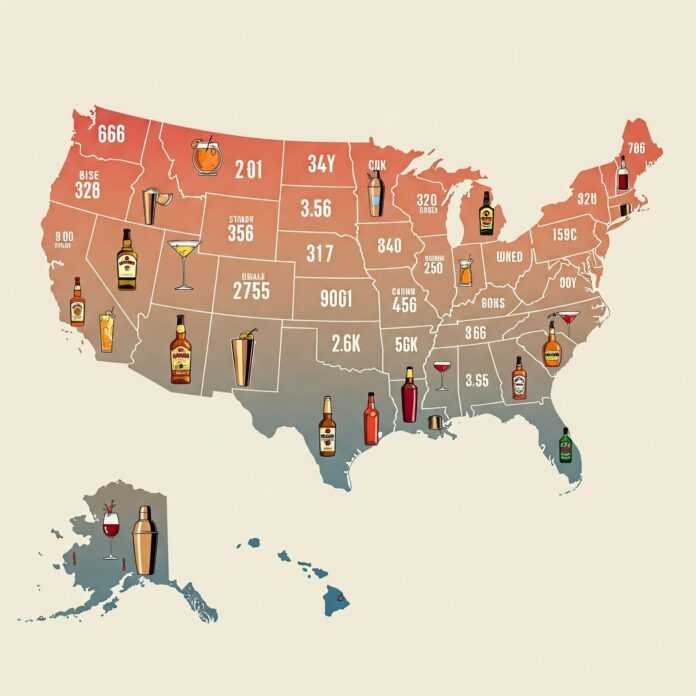 US Map with State-Specific Drink Icons