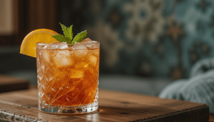 Perfect Old Fashioned cocktail with orange twist Perfect Old Fashioned cocktail with orange twist