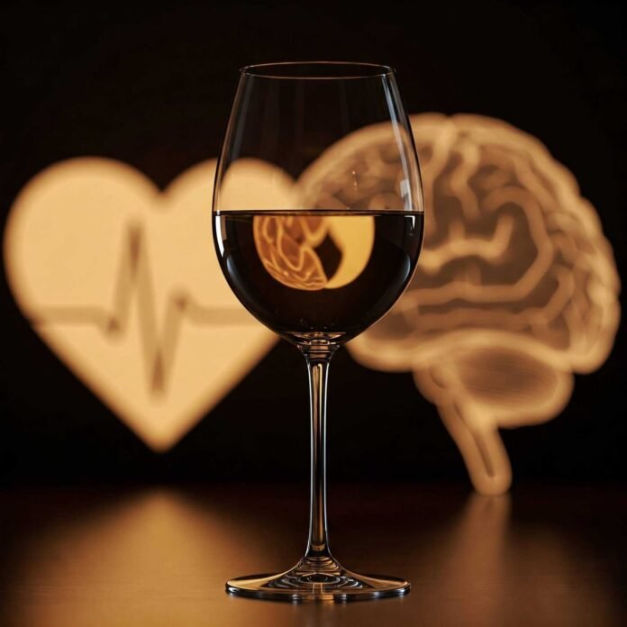 Wine glass, healthy heart and brain Wine glass, healthy heart and brain
